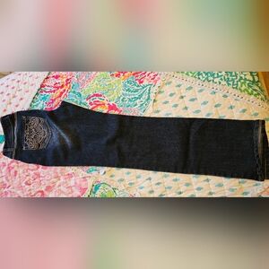 Embroidered Dark Denim Jeans